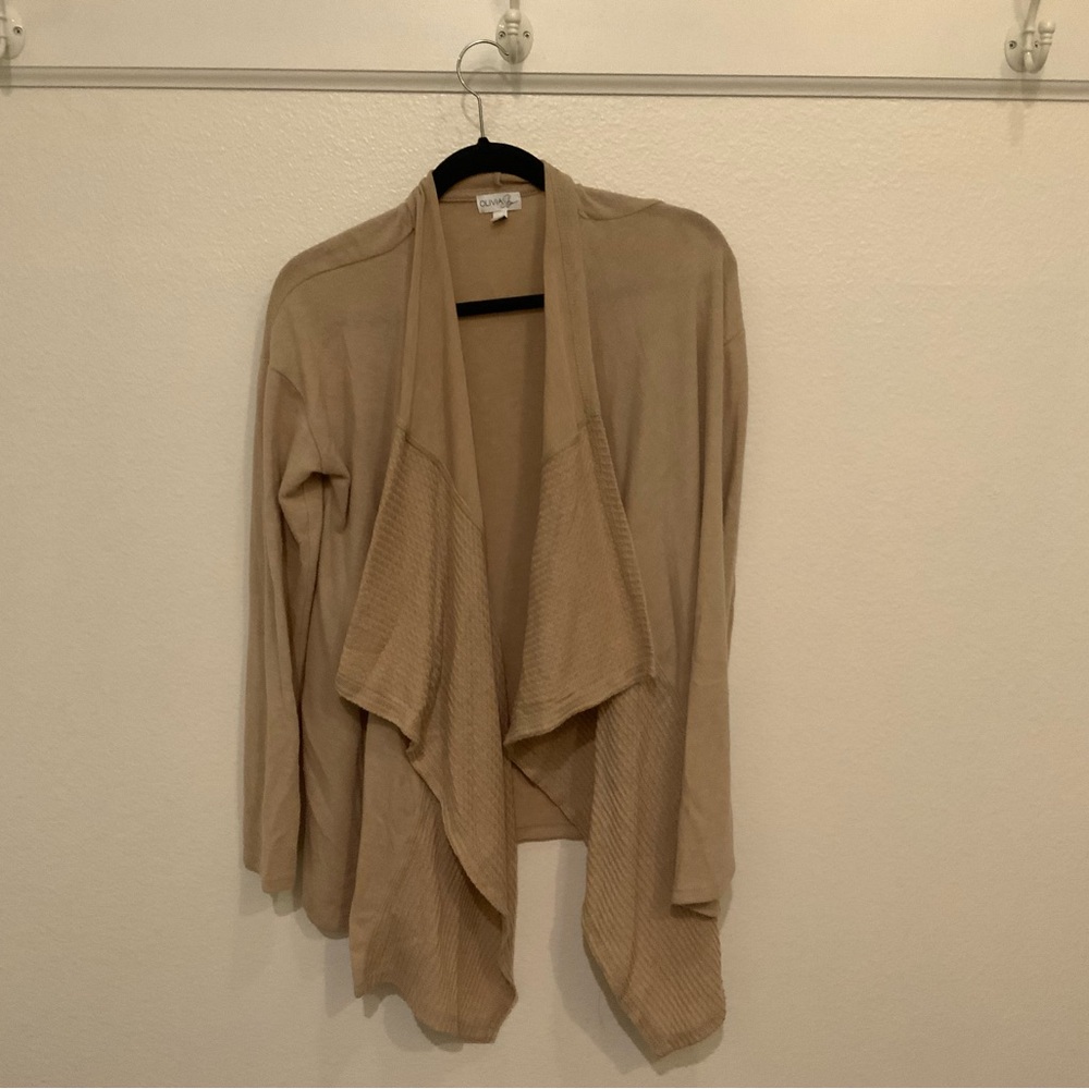 Women's Tan Open Front Cardigan